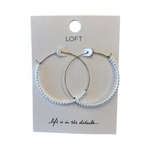 NWT LOFT Pearlized Gold 2" Hoop Earrings